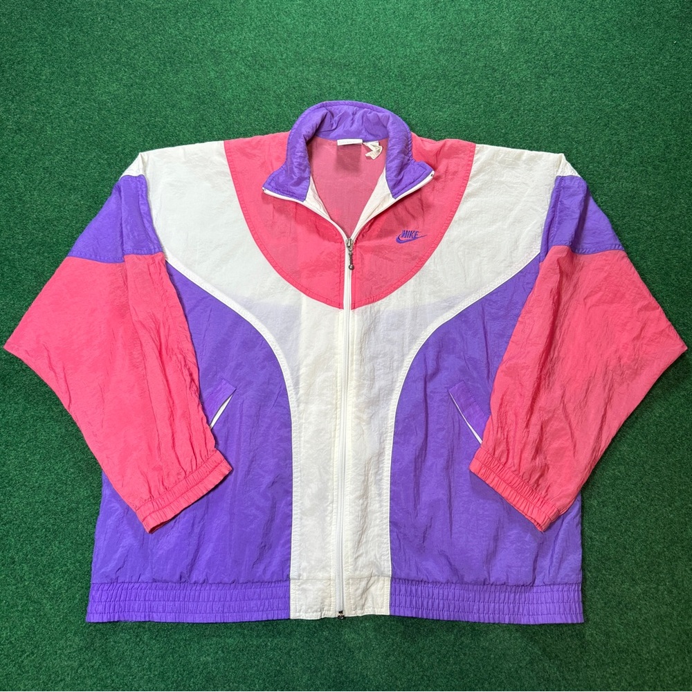 Vintage Nike Retro Colorblock Pink Purple 80s 90s Womens Large Windbreaker
